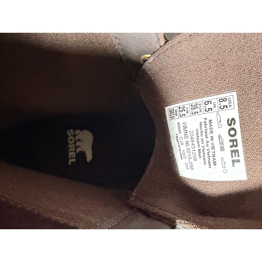 SOREL Brex Boot Lace Womens 8.5 Brown Leather Platform Chunky Lug Sole Combat - Picture 7 of 8